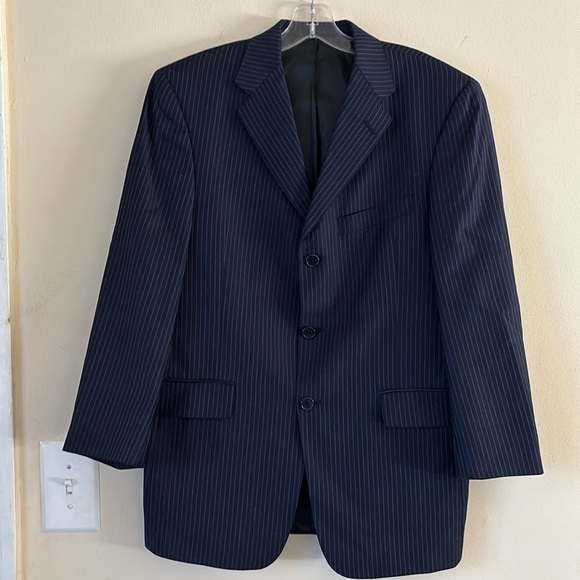 Loro Piano Blue Pinstripe Sport Jacket Blazer Men by Daniel Cremieux Size 38S - Picture 1 of 15